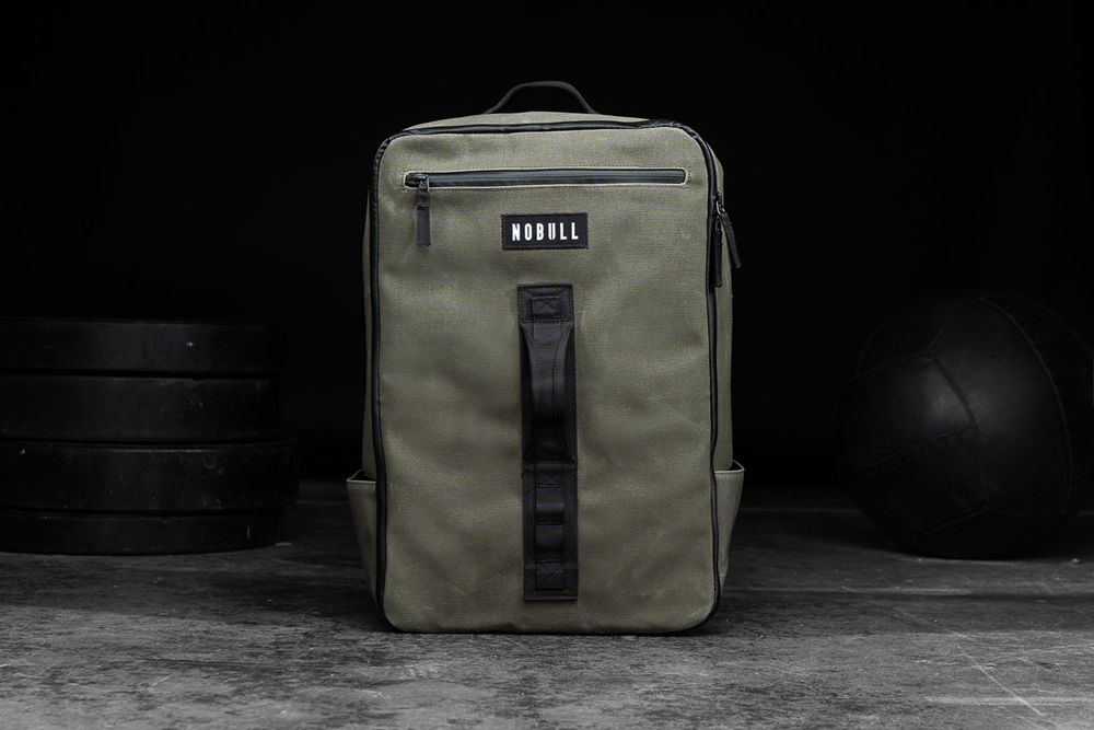 NOBULL Waxed Canvas Backpacks - Army - Ireland (8694PRYAI)